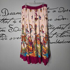 Multicolored Paisley Boho Print, Full Circle Festival Skirt from Jackpot